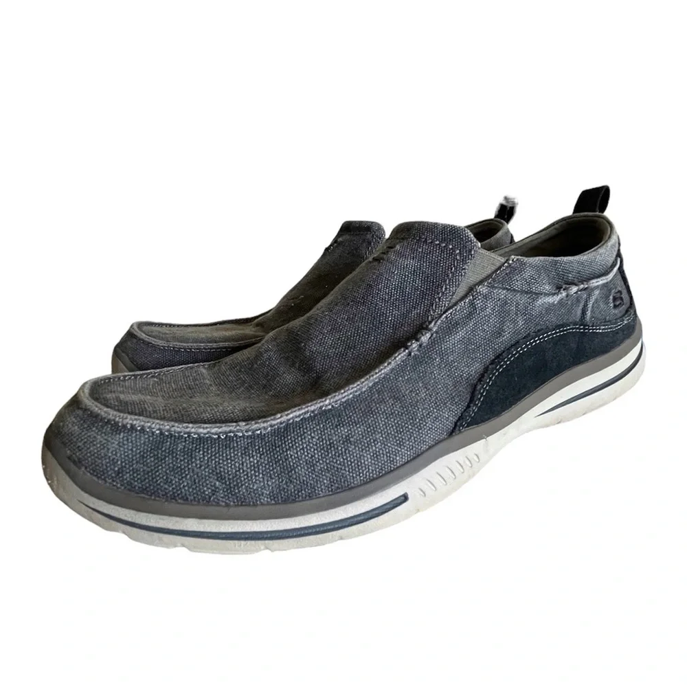 Skechers Relaxed Fit Air Cooled Memory Foam Gray‎ Slip on Men’s Shoes Sz 11
